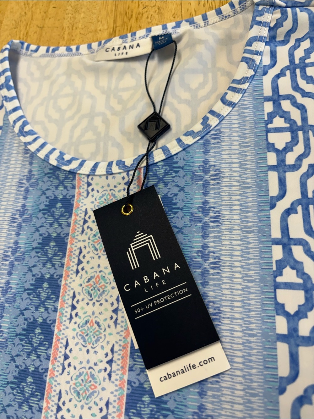 NWT Cabana Life Blue & White Printed Swim Coverup - Picture 2 of 8